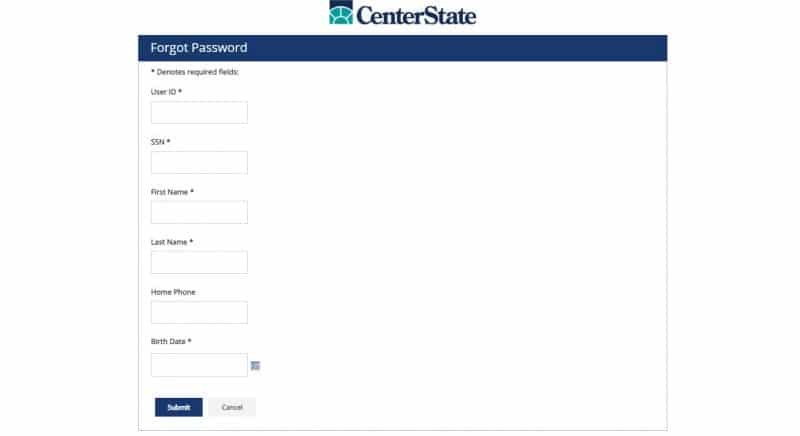 Center State Bank ForgotPassword