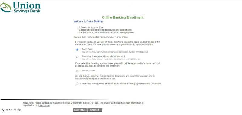 Union Savings Bank Enrollment