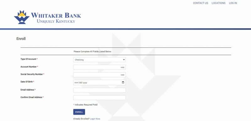 Whitaker Bank Enrollment