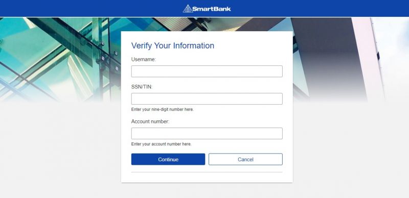 Smart Bank Forgot password