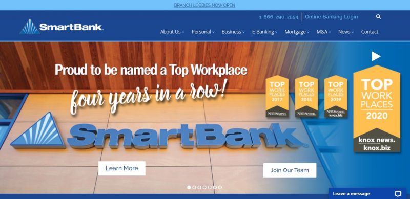 Smart Bank homepage