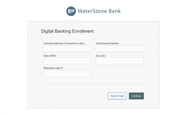 Waterstone bank Enrollment