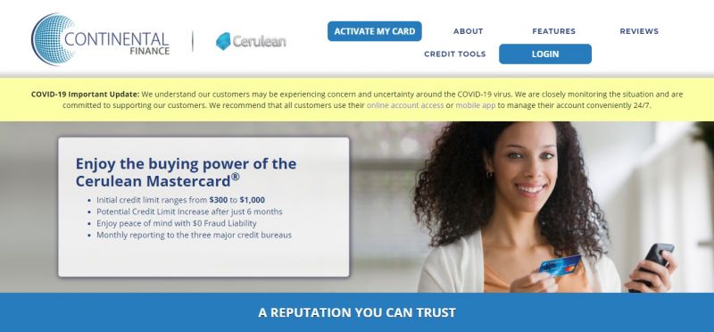 Cerulean Credit Card Homepage