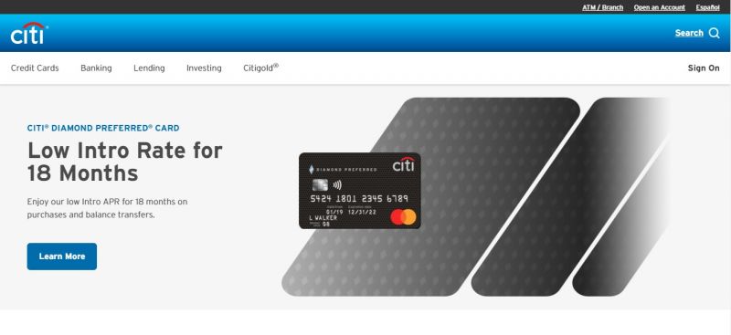 Citi Credit Card HomePage