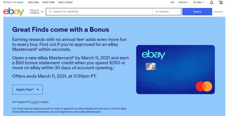 ebay Credit Card Apply