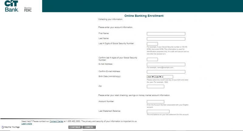 CIT Bank Online Banking Enrollment