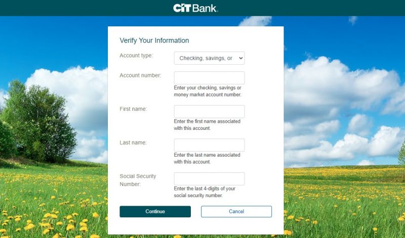 CIT Bank Online Banking FogottenUserID