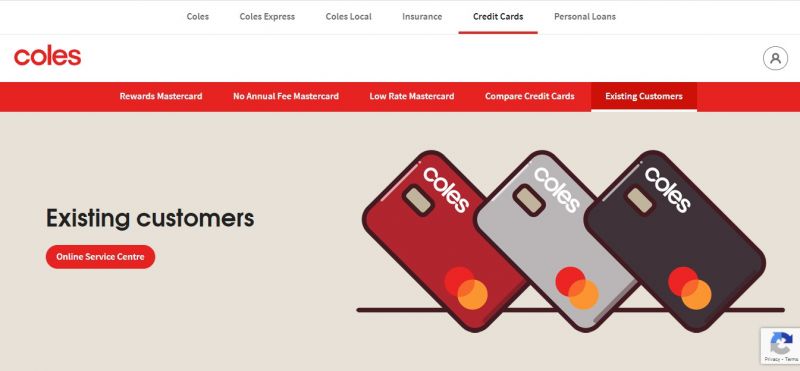 Coles Credit Card HomePage