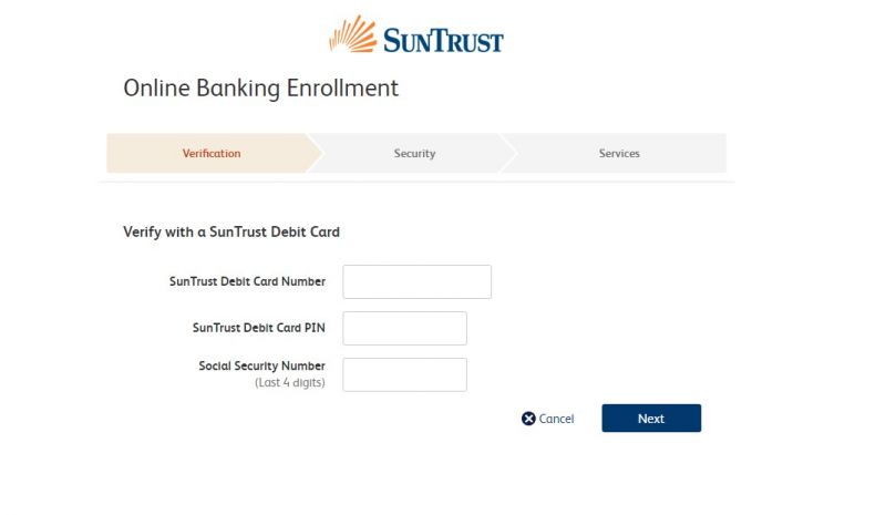 SunTrust Bank Online Banking SignUp