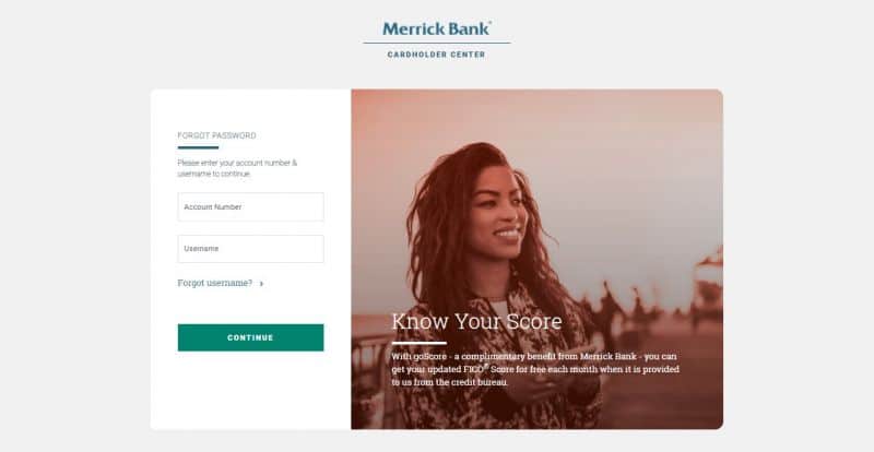 Merrick bank ForgotPassword