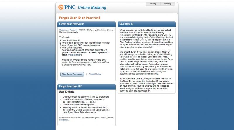 PNC Bank ForgotPassword