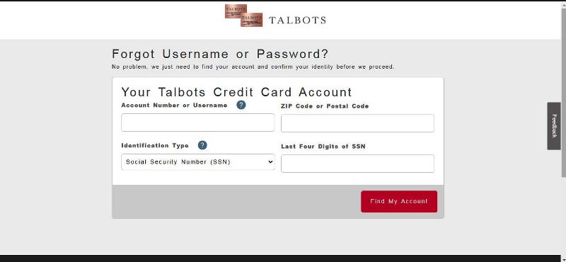 talbots credit card forgot password 2