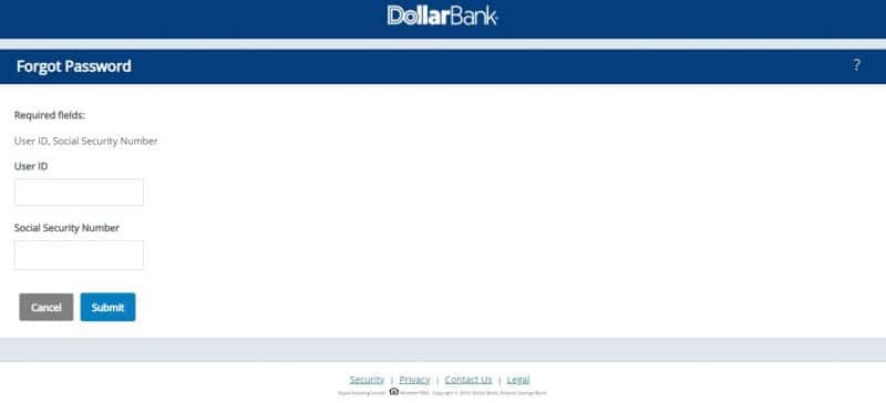 Dollar Bank ForgotPassword